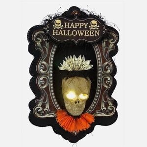 NWT Bethany Lowe Halloween Glowing LED Skeleton Wall Plaque Retired